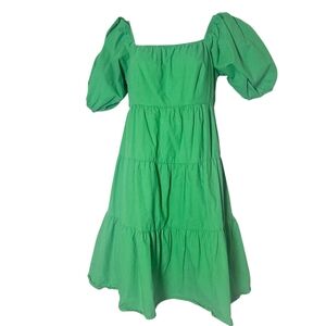 Green Puff Sleeve Dress